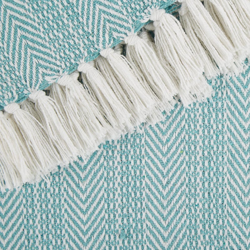 DII Herringbone Striped Collection Cotton Throw Blanket, 50x60, Aqua - Image 3